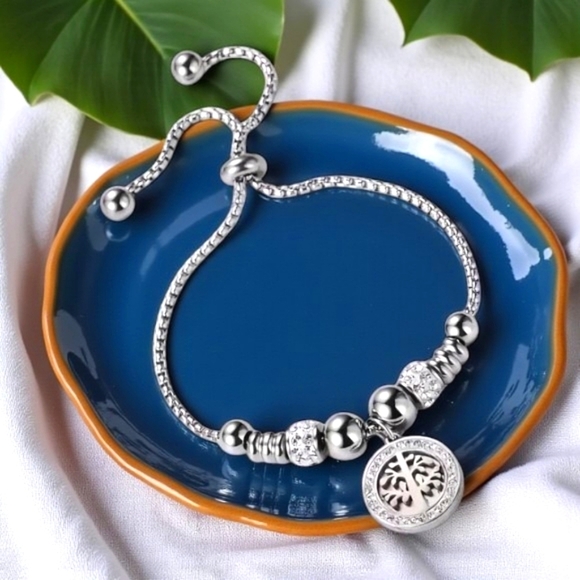 🆕️Elegant 18K Gold Plated Tree of Life Charm Bracelet Sparkling Rhinestones - Picture 1 of 12